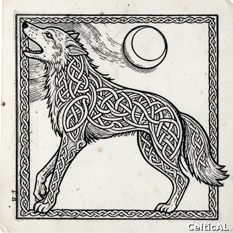 Lupo celtico in stile knotwork zoomorfo