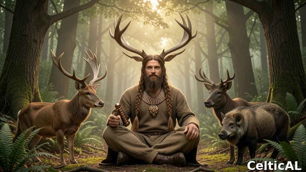 Cernunnos, il dio cornuto celtico, circondato dagli animali del bosco