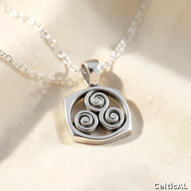 Pendente con triskele in argento su catena