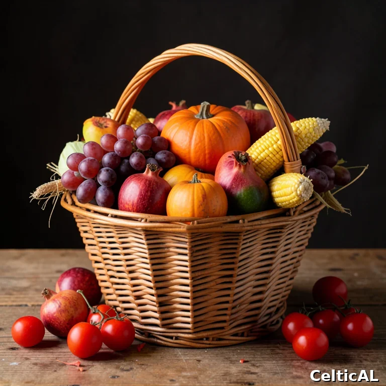 Cesto del raccolto autunnale per Samhain