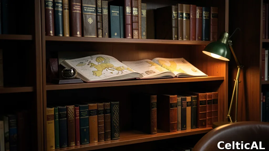 Libri sui Celti: scaffale con manuali, saghe e fonti antiche