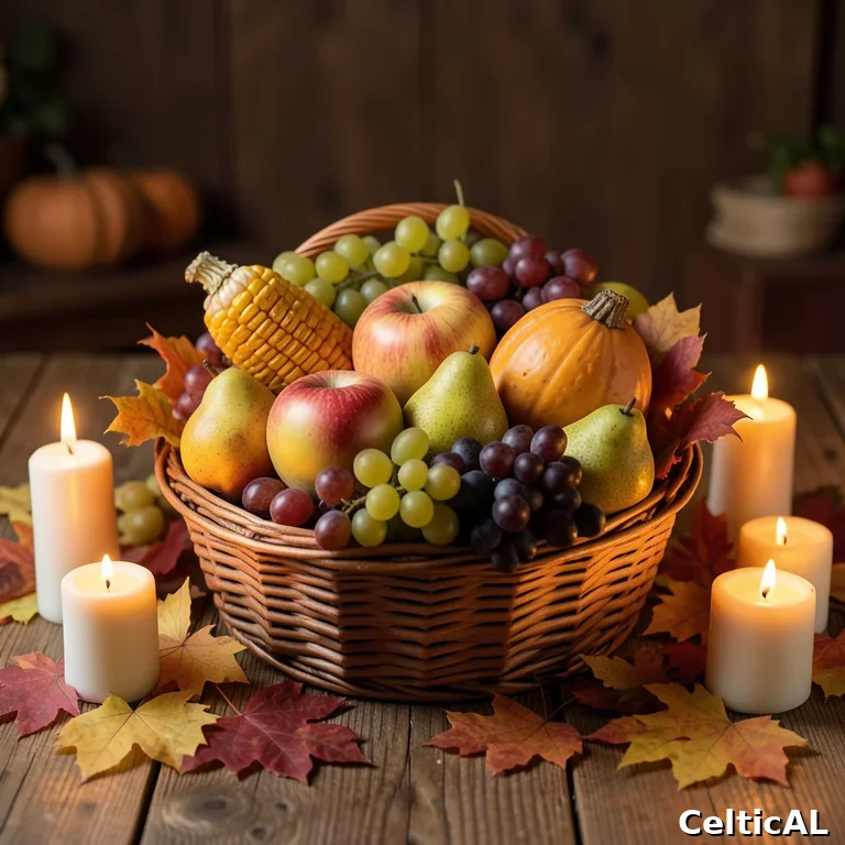 Cornucopia del raccolto autunnale di Mabon