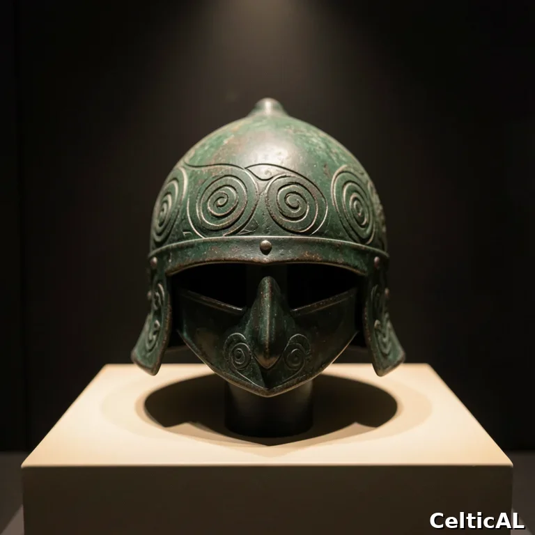 Elmo celtico bronzeo Coolus al museo italiano