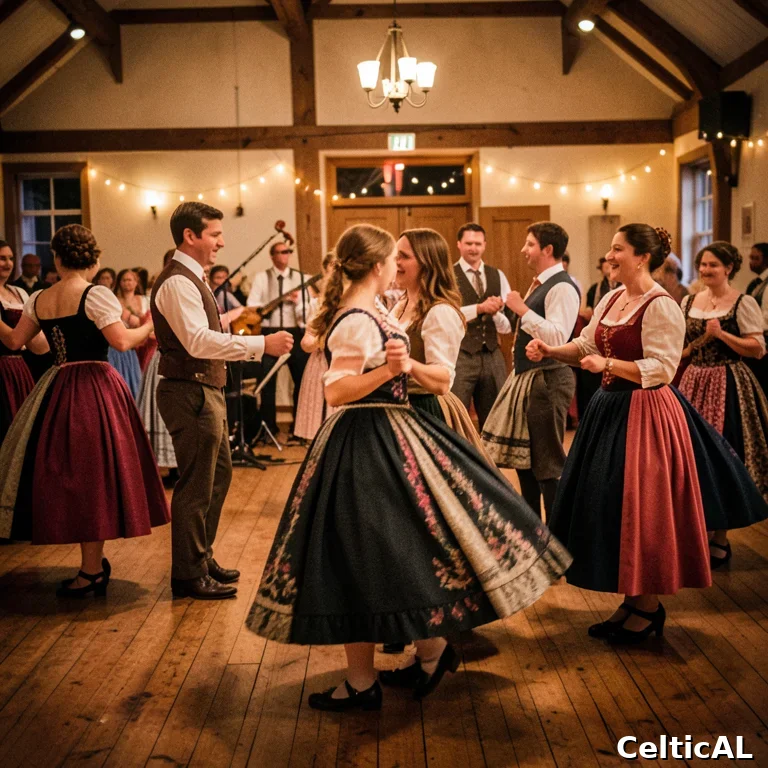 Ceilidh dance in una sala tradizionale