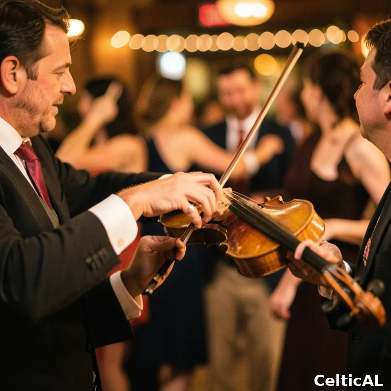 Musicista tradizionale con fiddle