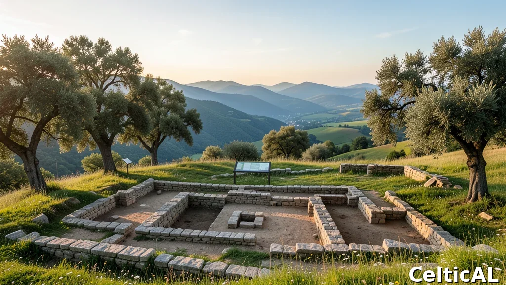 Sito archeologico celtico in Italia: area di scavo in collina