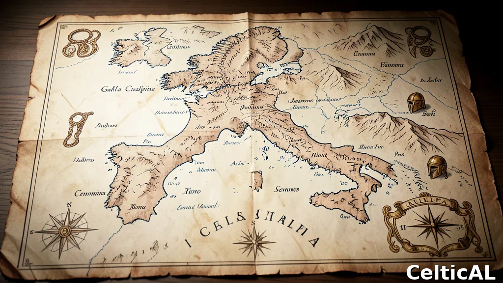 Toponimi celtici Italia: mappa antica della Cisalpina gallica