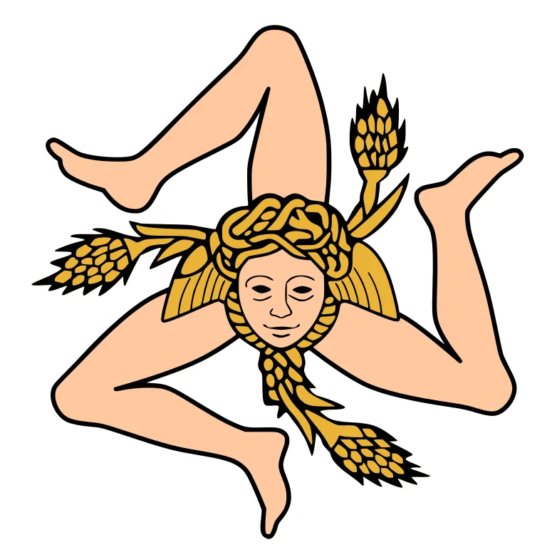 La Trinacria siciliana: tre gambe e testa di Medusa (immagine: Wikimedia Commons, CC BY-SA 4.0)
