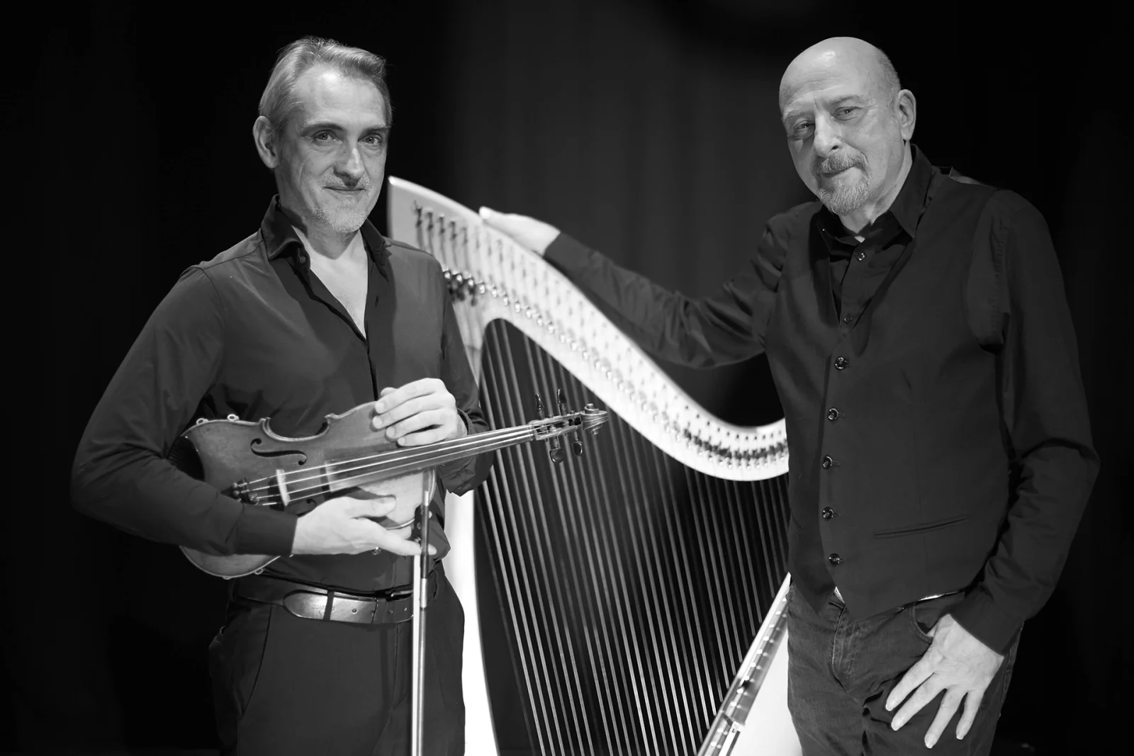 Vincenzo Zitello e Fulvio Renzi con l'arpa
